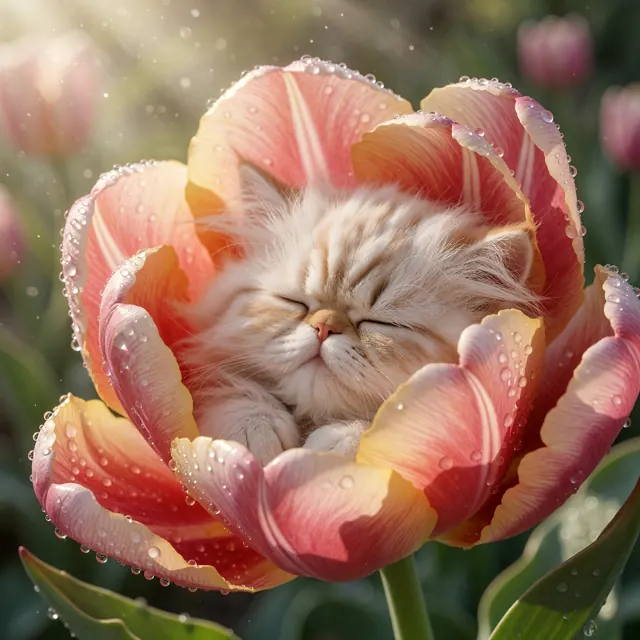 30. 郁金香花苞 · 睡梦小猫咪