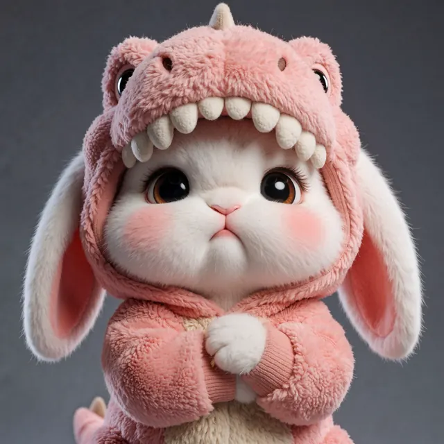 01. 草莓暴龙粉白兔 (Pink Rex Bunny)