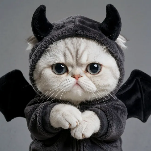 04. 蝙蝠夜魔折耳白猫 (Bat Demon Fold Cat)