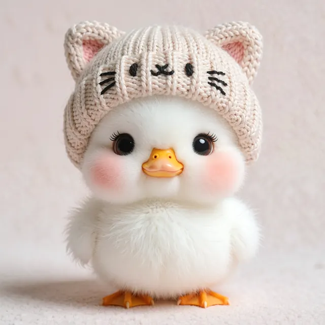 07. 猫耳毛线帽白鸭仔 (Cat-Hat Duckling)