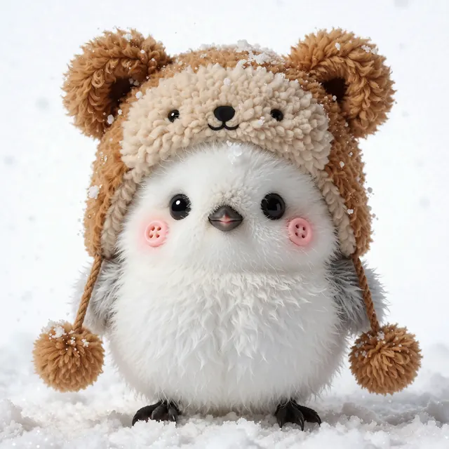 09. 棕熊护耳帽小肥啾 (Bear-Hat Snow Tit)
