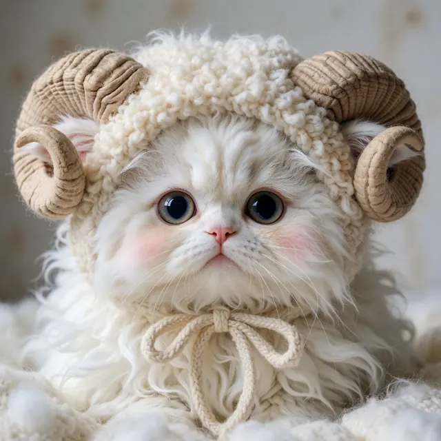 10. 绵羊卷角帽折耳波斯 (Sheep-Horn Persian)