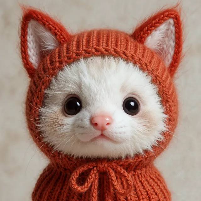 12. 赤狐耳护头帽小雪貂 (Fox-Hat Ferret)