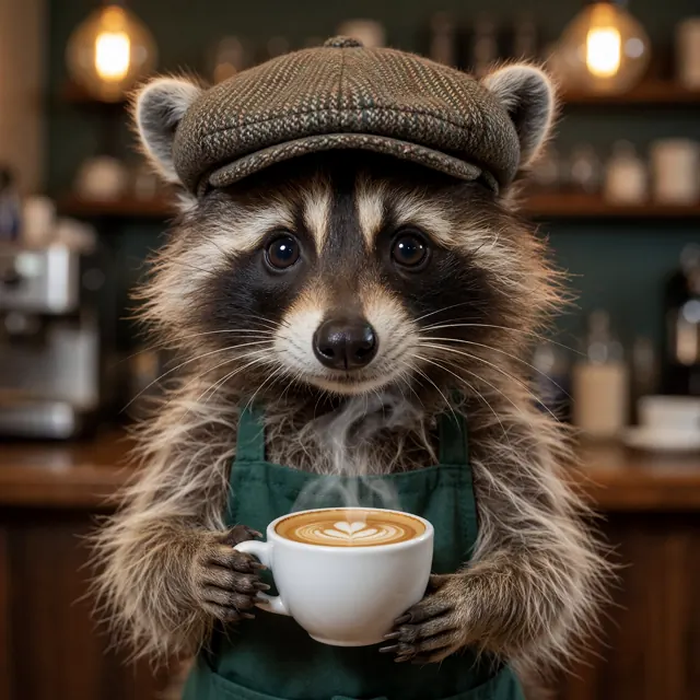 20. 暖心咖啡师小浣熊 (Barista Raccoon)