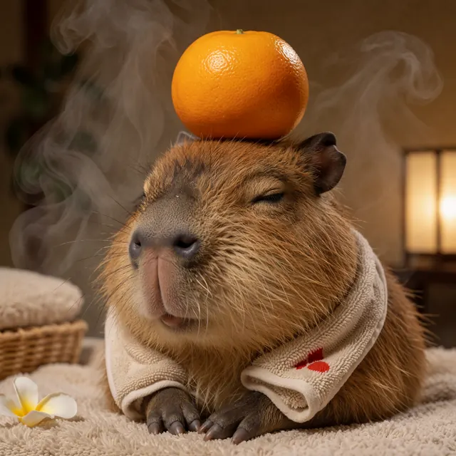 21. 泡澡橘子卡皮巴拉 (Onsen Capybara)