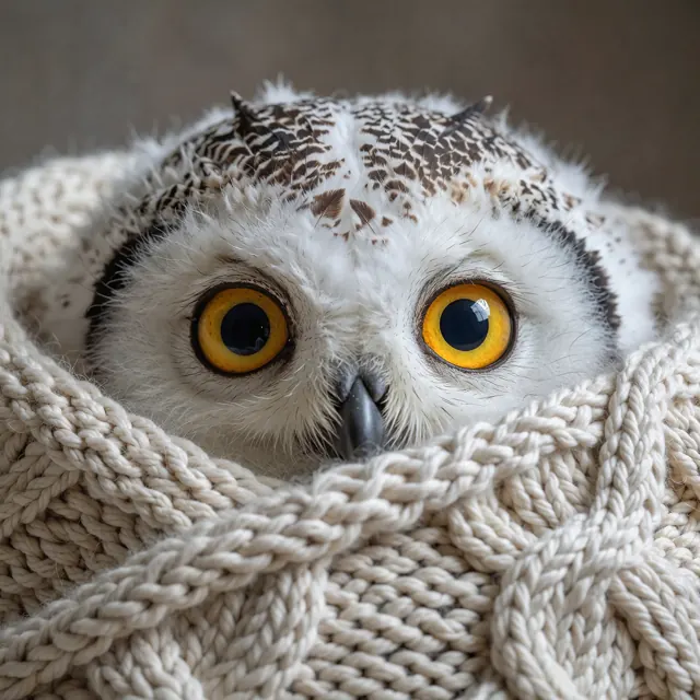 28. 毯边暗中观察猫头鹰 (Peekaboo Snow Owl)