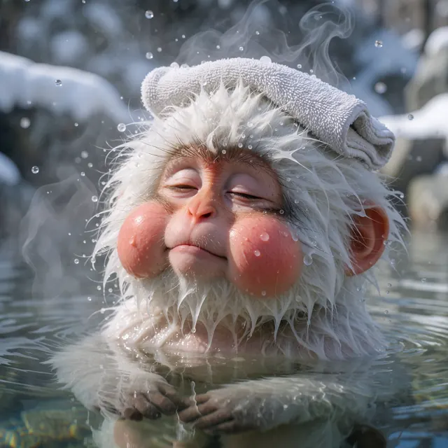 29. 泡澡腮红小雪猴 (Blushing Onsen Macaque)